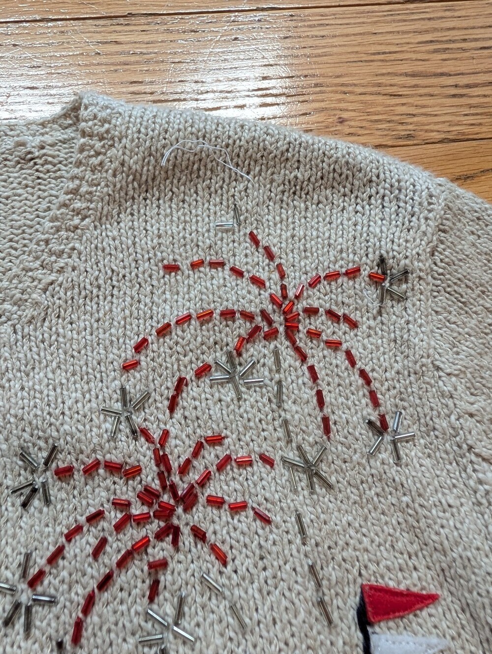 Northern Isles Knit Cardigan Sweater Americana 4th Of July USA Embroidered Vtg - Picture 3 of 5